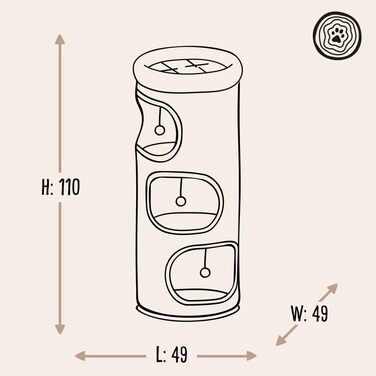 Кігтеточка-стійка Primrose Natural Paradise | З міцним сизалевим килимком | Кремовий | H 110 x Ø 49 см (XXL)