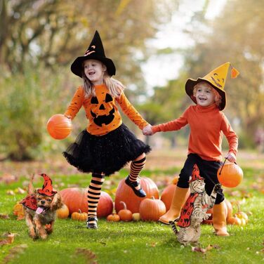 Костюм для собак на Хелловін POPETPOP – костюм чарівника для домашніх тварин, мантия з капелюшком відьми, для цуценят та котів, костюм на Хелловін