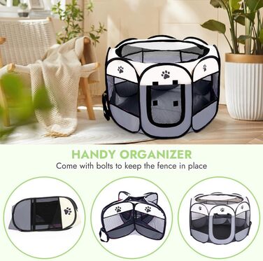 Клітка-забіг для цуценят та собак, складана, сірого кольору, 73x73x43 см