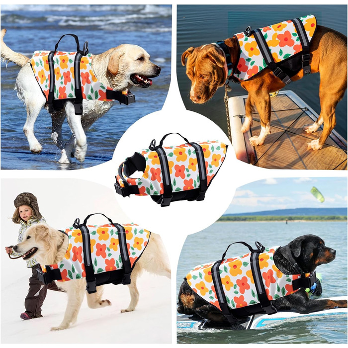 Рятувальний жилет для собак Schwiweste FainFun XL з квітами, Ripstop, регульований розмір, для собак великих і малих порід