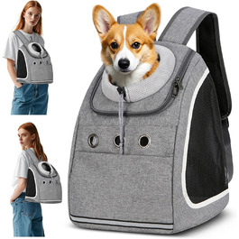 Рюкзак-переноска для тварин ALLSOPETS, дихаючий, для подорожей, для великих котів та малих собак, світло-сірий