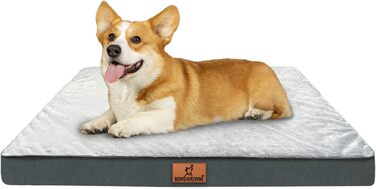 Ортопедичне ліжко для собак великих порід, м'яке, дихаюче, знімний чохол, антиковзаюче дно, сіре, 76x50x8 см