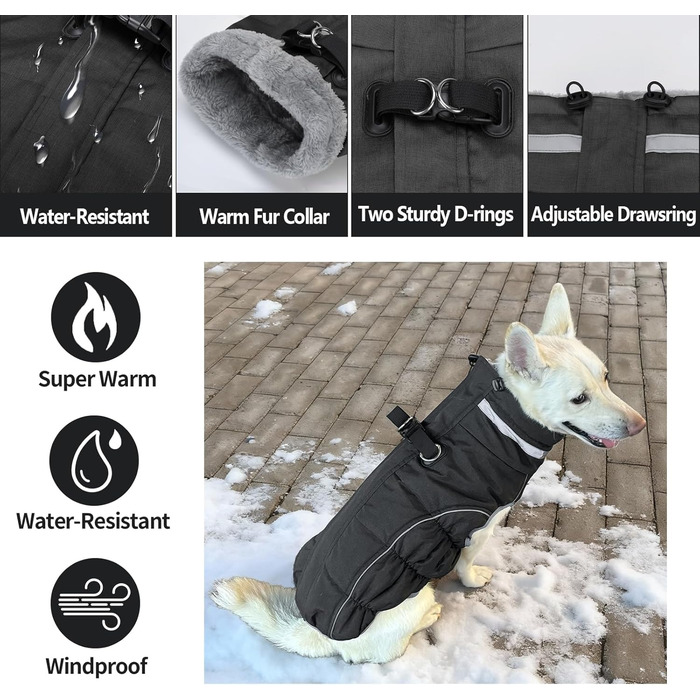 Водонепроникний теплий зимовий одяг для собак - куртка-жилет для цуценят та малих собак, червоний, розмір M (чорний, XL)