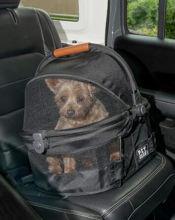 Автокрісло для тварин Pet Gear View 360 Ultra Lite, безпечне кріплення для маленьких собак і котів, кнопковий вхід, 38,1 см, чорне