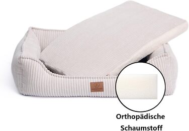 Ортопедичне собаче ліжко з корду, миється, з водонепроникним внутрішнім чохлом, для великих та середніх собак, бежеве (L)