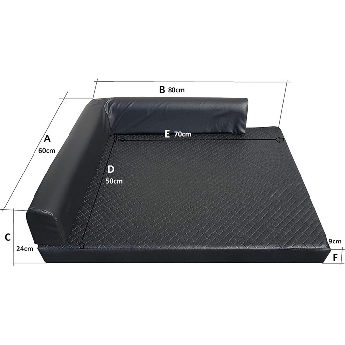 Ортопедичне ліжко для собак Natalia Spzoo Eckbett, кутовий лежак, м'яка собача підстилка, чорний колір, розмір S (80 x 60 см)
