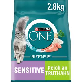 Корм для котів PURINA ONE Bifensis Sensitive з індиком, для чутливого травлення, 6 x 1,4 кг (11.2 кг)