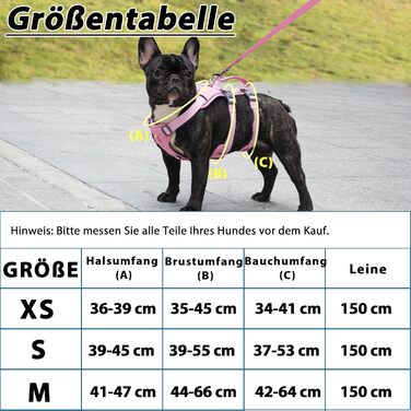 Нашийник для собак Wuffley з повідком, безпечний нашийник від вислизання, анти-тяговий нашийник з ручкою та світловідбиваючими елементами, легкий, регульований нашийник для середніх собак (рожевий, XS) Дуже маленький рожевий