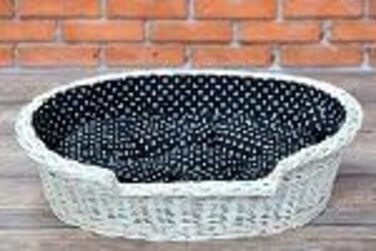 Плетений кошик з лози для собак і котів з подушкою, кремовий, 100 см