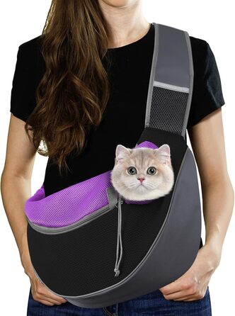 Сумка-переноска для собак Pawaboo з кишенею для рук, регульована, для прогулянок на відкритому повітрі - чорна (Purpurschwarz, S)