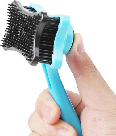 Щітка для собак та котів Pawstrip: самоочисна, для довгого та короткого волосся, 12x7.5 см, блакитна