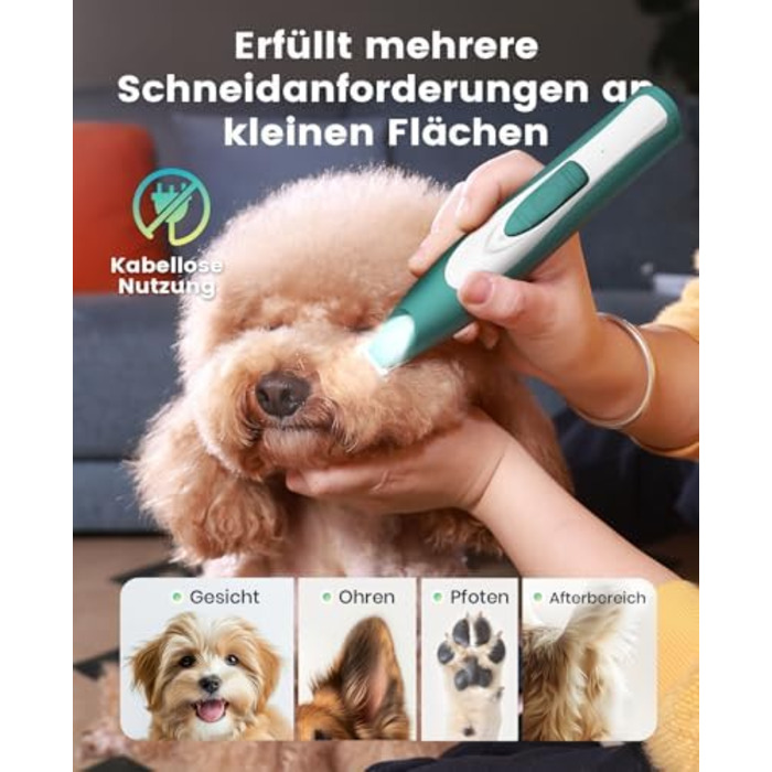 Триммер для собак Oneisall: безшумний, акумуляторний, для догляду за лапами, очима, вухами та обличчям