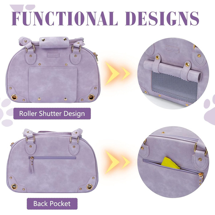 Трансформер для котів та маленьких собак PetsHome, переноска для тварин, водонепроникна, преміум-нейлон, фіолетовий (38x20x25 см)