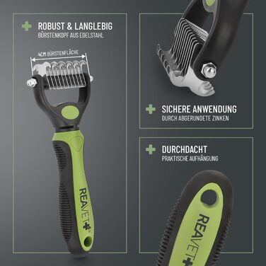 Щітка для собак та котів ReaVET для видалення підшерстка та розплутування. Підходить для довгошерстих порід, великих та середніх собак та котів. Масажний ефект, захист верхнього шару шерсті. Розмір M-L