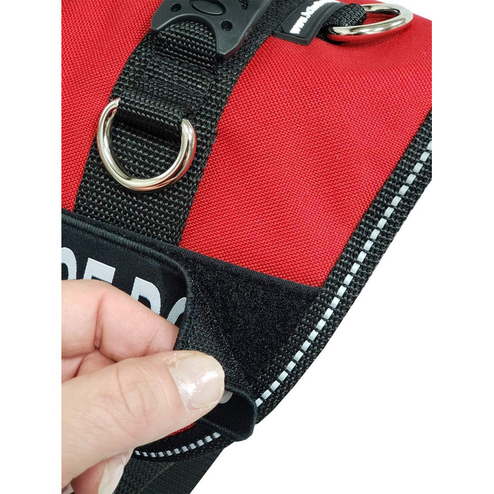 Шлея для собак ActiveDogs Air-Tech XL, Cordura, червона, з ручкою, ADA-картками та світловідбивними нашивками для сервісних собак (73,7-101,6 см)