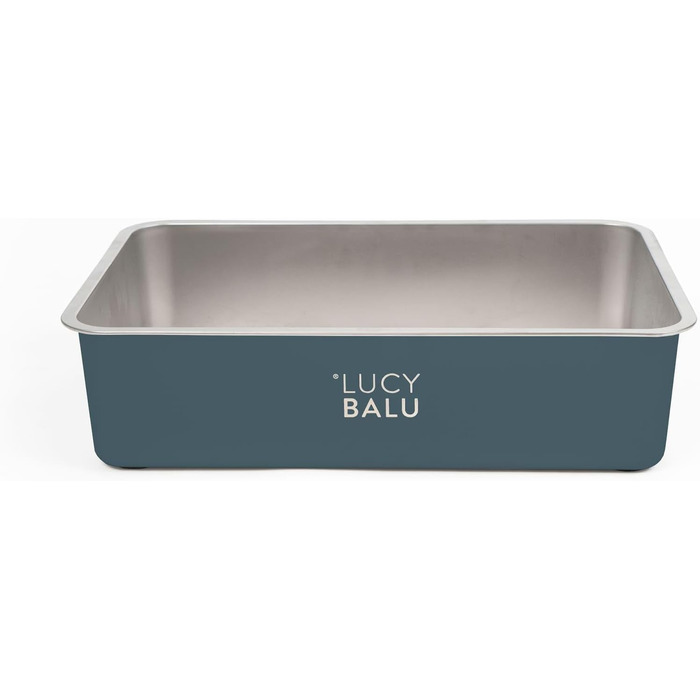 LucyBalu® велика котяча туалетна коробка з нержавіючої сталі, без запаху, відкрита зверху, антрацит
