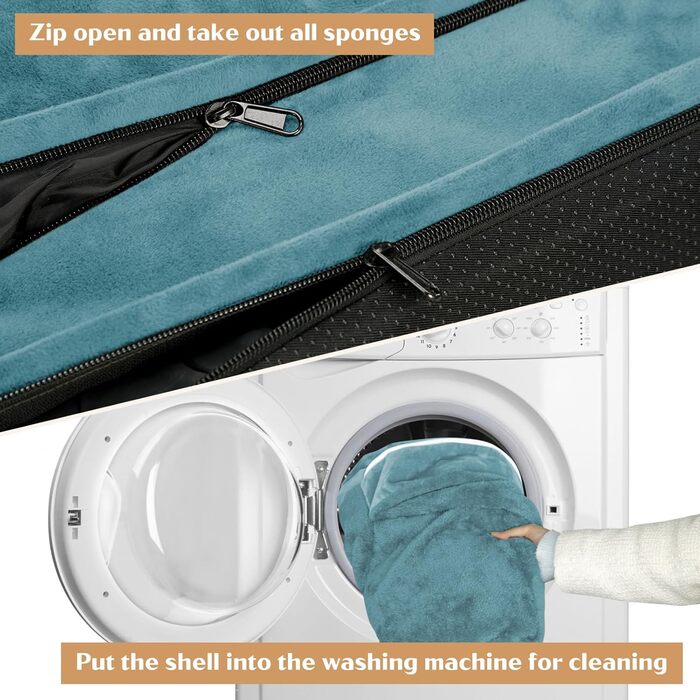 Ортопедичне собаче ліжко Comfort Expression з водонепроникним покриттям для великих собак. Зручне, довговічне, знімний, миючий чохол, антиковзаюча підставка. Розмір: 71x48x15 см, колір: вицвілий блакитний.