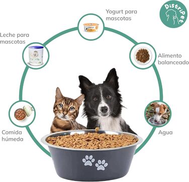 Миски для собак та котів, нержавіюча сталь, антиковзаючі, з силіконовою основою, 2 шт по 860 мл