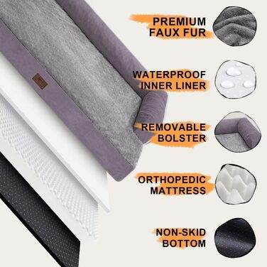 Ортопедичне ліжко для собак та котів, водонепроникне, фіолетове, 50х38х15 см