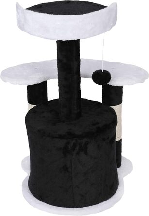 Драбина для котів Wiltec 67 см, чорно-біла, з сизалю, платформою, будиночком та іграшкою. Кліматична драбина для котів
