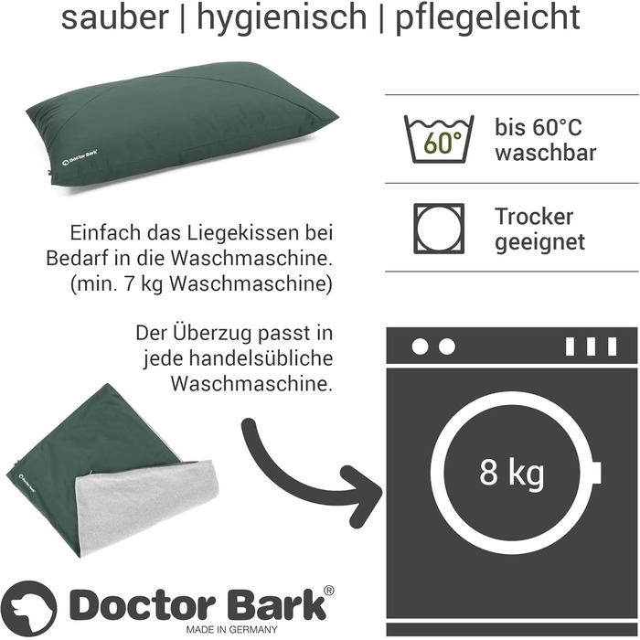 М'яке ліжко для собак великих порід Doctor Bark GreenLabel - зручне, миється, зелене (L)