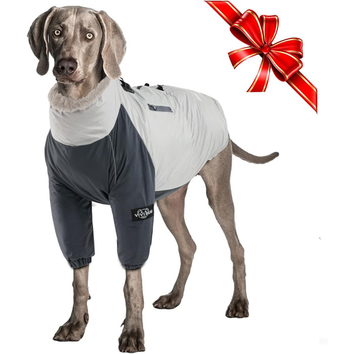 Теплий водонепроникний жилет для собак середнього та великого розміру з кільцем для повідка та кишенею. Зимовий костюм для собак, в'язаний фліс, захист від вітру та снігу, сірий, XL