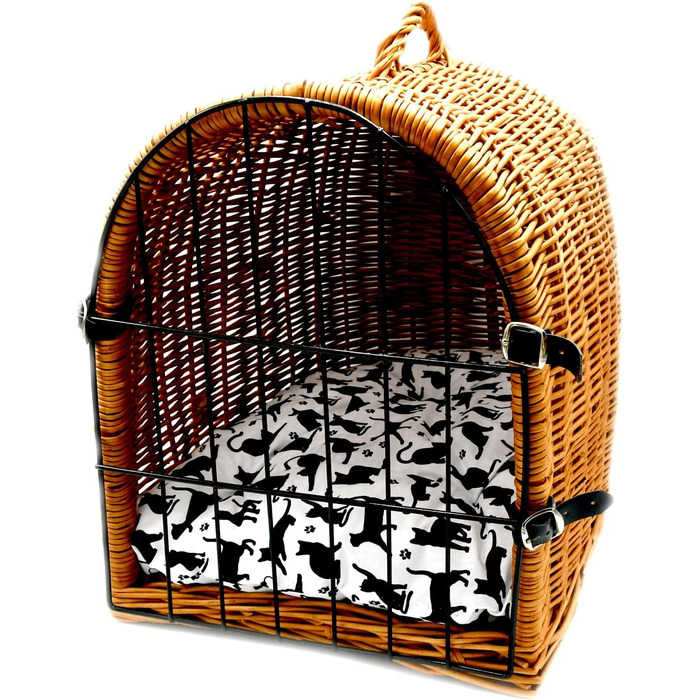 Транспортна переноска для кота MyBer® з плетіння лози, переноска для кота, котяча печера, переноска для дрібних тварин, K5-080-SK-SWKB