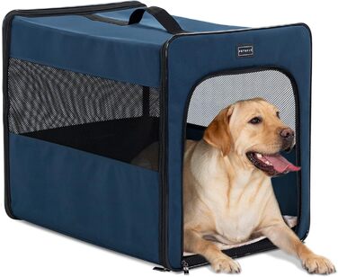 Складаний бокс для собак Petsfit, переноска для великих собак, міцний, легкий, безпечний, з плюшевим матрацем 3 см, 79x53.5x66 см