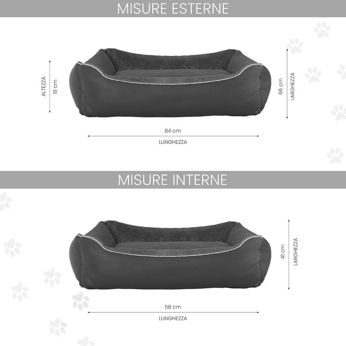 Ліжко для собак та котів Sogni E Capricci, 48x42x16 см, сірий колір, NUVOLA