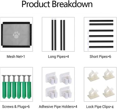 Бар'єр для собак та котів, захист від сходів, без свердління, 100x80 см, чорний