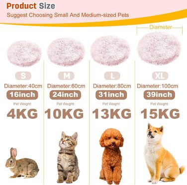 PETCUTE М'яке ліжко для собак, великих та середніх порід, 60х60 см, рожеве