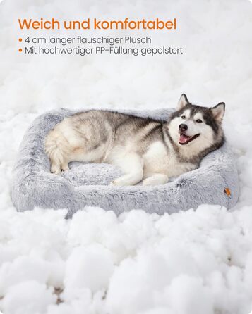 Feandrea Крісло-ліжко для собак, велике, 120 x 85 x 23 см, кошик для собак, м'яке ущільнення, собаче ліжко, підняті бортики, знімний та пральний чохол, нековзне, Ombré сірий PGW274GA01 XXL