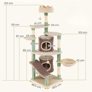 Високий когтеточка-комплекс для котів Costway 163 см