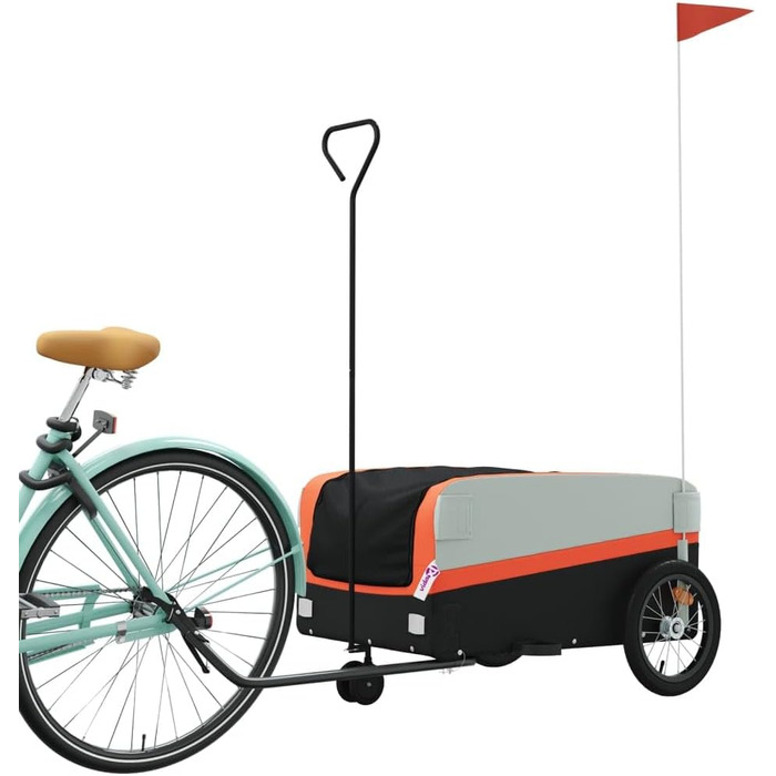 Причіп для собак Gecheer - чорний та помаранчевий, вантажопідйомність 30 кг, розмір 138x69x58 см, з відбивачами та прапором