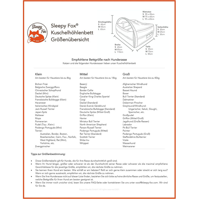 Sleepy Fox® Преміум ліжко-печера для собак та котів - нагороджений, запатентований дизайн (Сірий, стеганий, розмір Medium: 85x75x55 см)