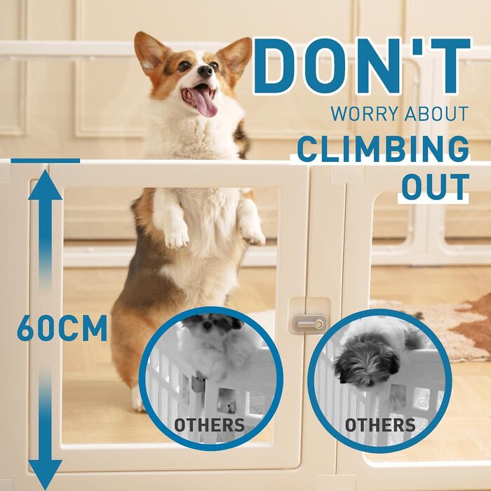 Льоток для собак Citylife з дверцятами, прозорий вольєр для домашніх тварин для використання в приміщенні та на вулиці, 12 шт. Білий