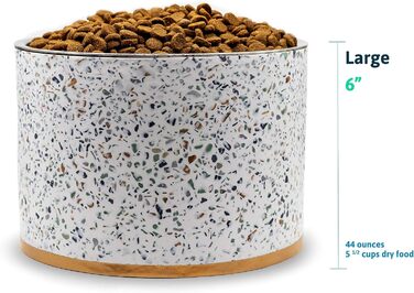 Підставка для годівлі собак Pet Junkie Terrazzo з мискою з нержавіючої сталі, велика, біла