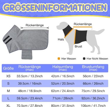 Рушник для собак Extra Saugfähig: Швидковисихаючий халат для собак з клямками, з мікрофібри, для великих, середніх та маленьких собак (XL)