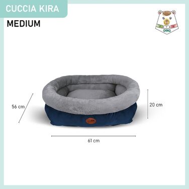 Ліжко для собак та котів Kira – знімний лежак, м'яке та неслизьке, можна прати в машині – Small 51x46x18 см (Medium 61x56x20 см, Синій)