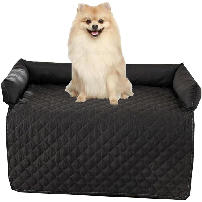 Захисний чохол для собачого дивана, водовідштовхуючий, для середніх та великих собак та котів, заспокійлива підстилка з піднятим бордюром, легко чиститься (75 x 120 см, 90x120 см, Чорний)