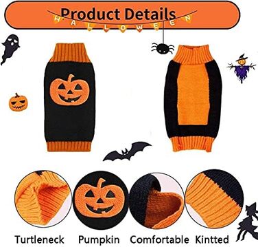 Пуловер для собак на Хелловін з гарбузом, костюм для домашніх тварин, модна футболка для собак та котів, подарунок для цуценят, розмір XXL