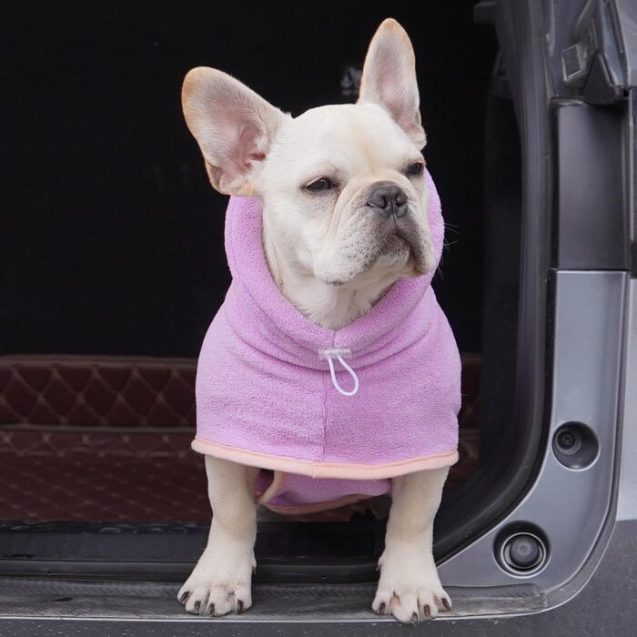 Рушник для собак і котів з капюшоном, швидковисихаючий, вбираючий, фіолетовий