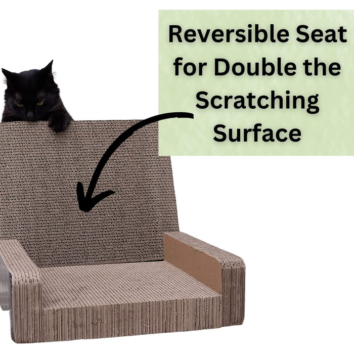 Лежак-дряпка для котів Purrfect Sofa Luxe з товстого гофрокартону, двосторонній, з котячою м'ятою