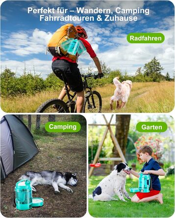 Турбопляшка для собак Lesotc 2200 мл: велика, портативна, для подорожей та кемпінгу (м'ятний)