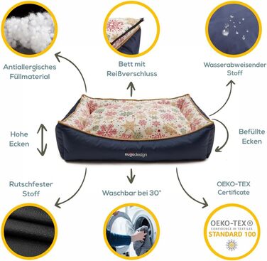 Водонепроникне ліжко для собак з бавовни та поліестеру - корзина для собак з знімним подушкою - диванчик для собак з переносною сумкою - 7 різних дизайнів - 3 розміри (S/M, L, XL) (червоно-зелений, L)