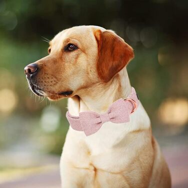 Нашийник для собак Aring PET на Різдво, бавовняний нашийник з бантиком, милий нашийник для собак, подарунок з металевою застібкою для великих собак (M, Рожевий)