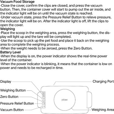 Контейнер для зберігання корму для тварин з вагами Pidan, 7.7 кг, вакуумний, для собак та котів