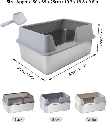 Лоток для котів MENDUNER 50x35x25 см нержавіюча сталь