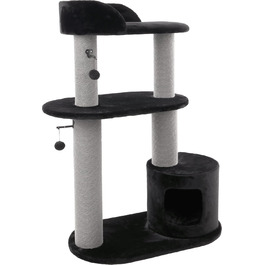 Дряпка для котів Flamingo – коричнева, 78 x 49,5 x 121 см – велика з платформами та прихованими місцями