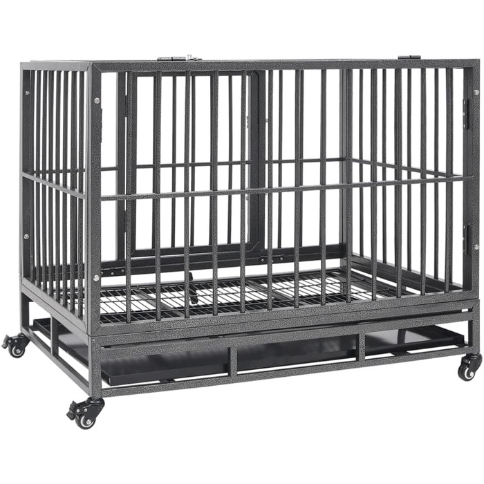 Клітка для собак з колесами vidaXL, сталева, 102x72x85 см, транспортна переноска